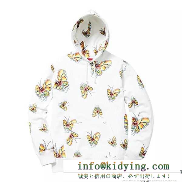 大人キレイに仕立てる supreme 16ss gonz butterfly hooded sweatshirt パーカー 男女兼用