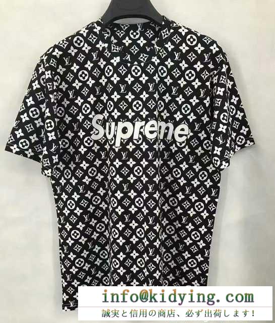 夏に人気定番なSupreme、シュプリーム 偽物のlv図案のレッドとブラックの2色メンズ半袖tシャツ.