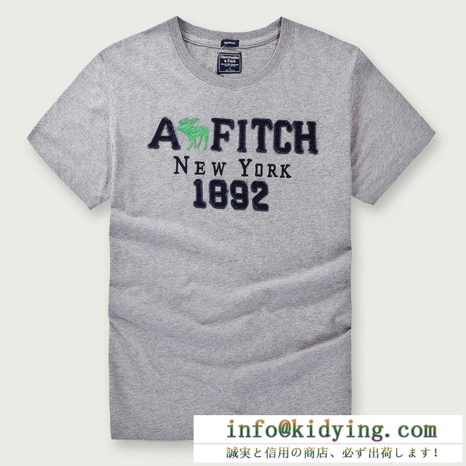 ★夏季更新★ abercrombie & fitch グラフィック tシャツ 偽物 アバクロ 半袖 カジュアル 服 カッチリ グレー