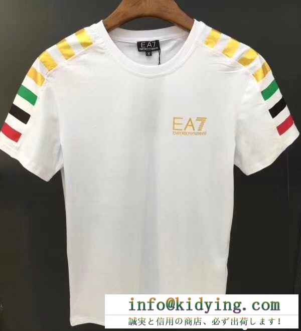 アルマーニコピーEMPORIO armani ea7メンズtシャツ3zpta8-pjm5z-1100クルーネック半袖トップスホワイト、ブラック