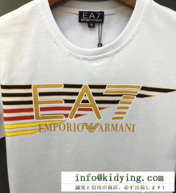 エンポリオ アルマーニコピーemporio armani ea7 tシャツメンズブランドロゴプリント3zpta0-pjm5z-1200ブラック、ホワイト半袖