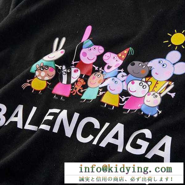 Balenciagaバレンシアガスーパーコピー可愛いプリント男女兼用クルーネック半袖ｔシャツブラック、ホワイト