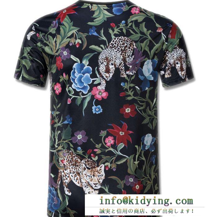 【HOT新品】ドルガバ コピー ｔシャツ 夏dolce&gabbana 個性 綺麗 プリント 柄 floral leopard print t-shirt メンズ