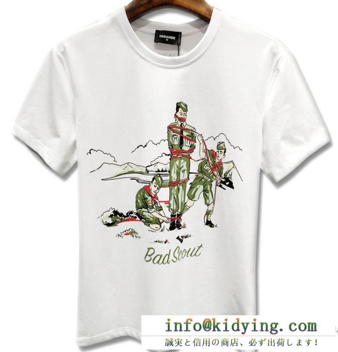 おしゃれディースクエアードコピーメンズクルーネックコットン半袖ｔシャツ