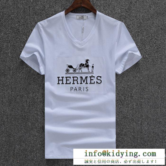 2018夏定番エルメスTシャツコピーメンズファションコットン半袖Tシャツ！