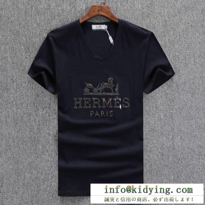 2018夏定番エルメスTシャツコピーメンズファションコットン半袖Tシャツ