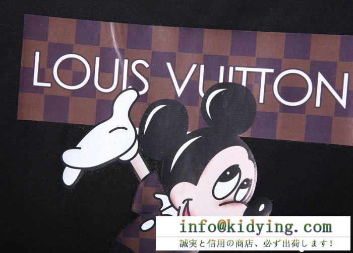 2018SS【安い!】ルイヴィトンスーパーコピーメンズクルーネック半袖Tシャツ大人気プリントされたブラック、ホワイトのLOUIS vuittonｕネック
