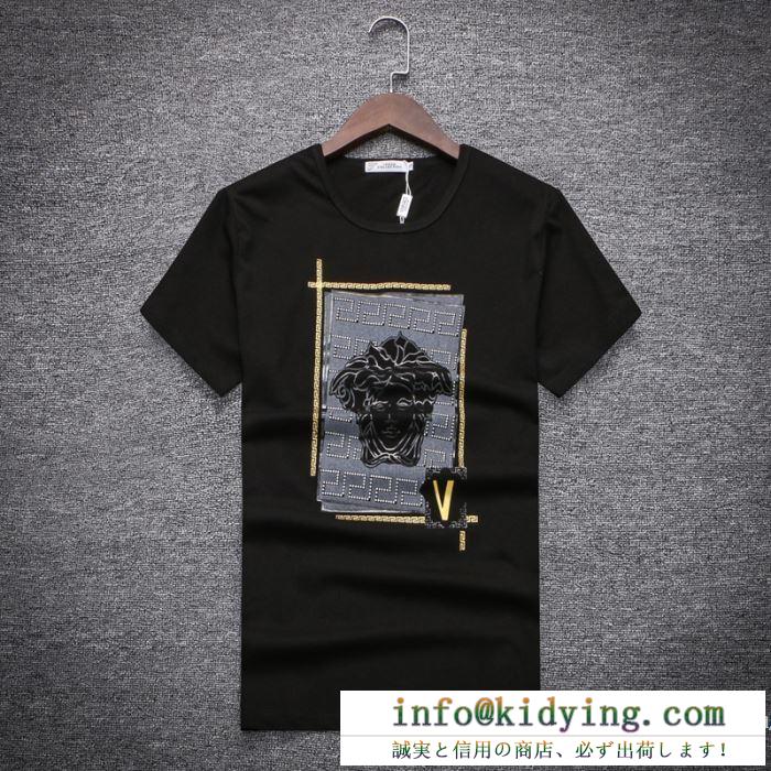 注目美品ヴェルサーチメデューサメンズコットンクルーネック半袖ｔシャツ