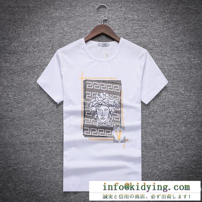 注目美品ヴェルサーチメデューサメンズコットンクルーネック半袖ｔシャツ