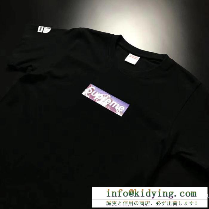 シュプリーム18夏季 supreme×the north faceマウンテン 半袖tシャツ クラシックロゴ クルーネック 2色可選