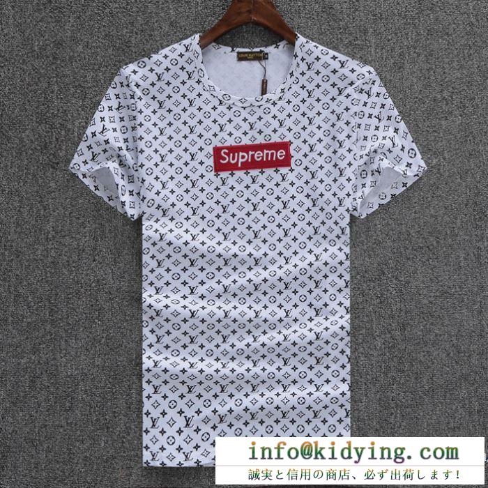 高級品 supreme louis vuitton コピー 半袖丸首ｔシャツ シュプリームルイヴィトンコラボ モノグラム柄 ボックスロゴ3色可選