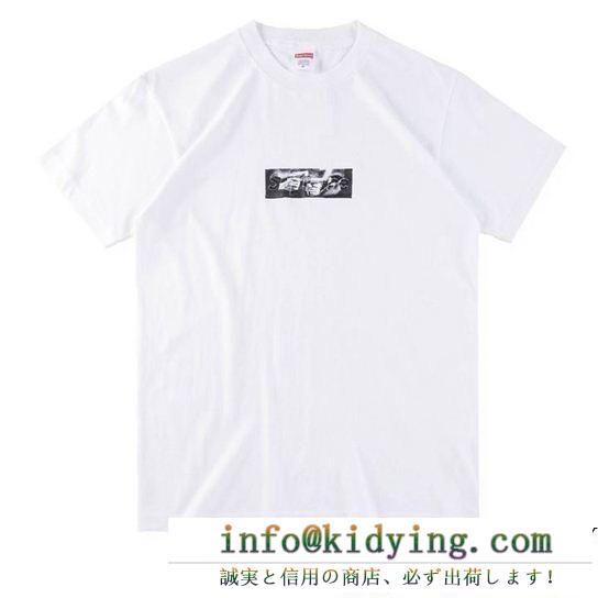 存在感を発揮するシュプリームコピー激安SUPREME黒、白メンズのプリント付きクルーネック半袖Tシャツ