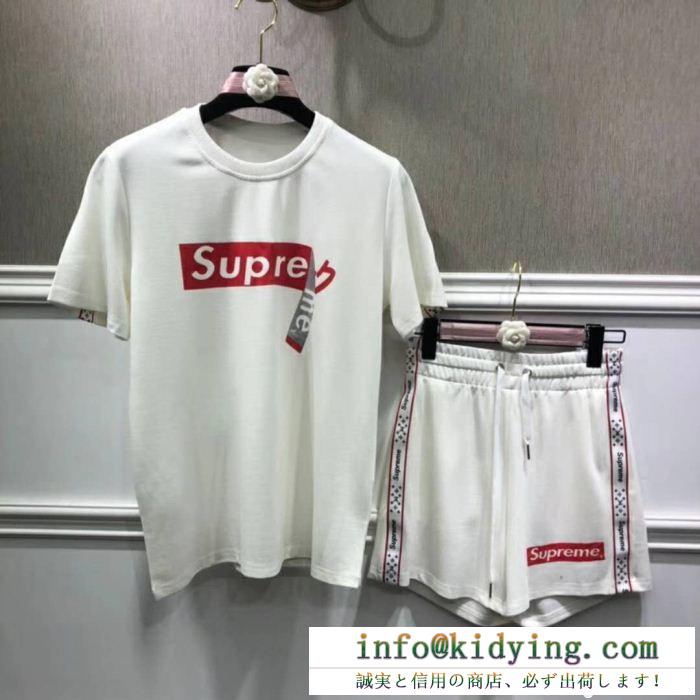 シンプルなデザインSUPREMEコピー品シュプリーム上下セットプリントTシャツ&ショートパンツスポーツセットアップ