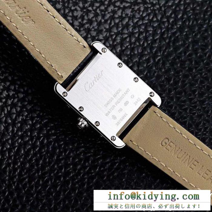 超激得100%新品Cartier☆Tank americaineカルティエコピー腕時計本革ベルトwsta0018ブラック、赤色