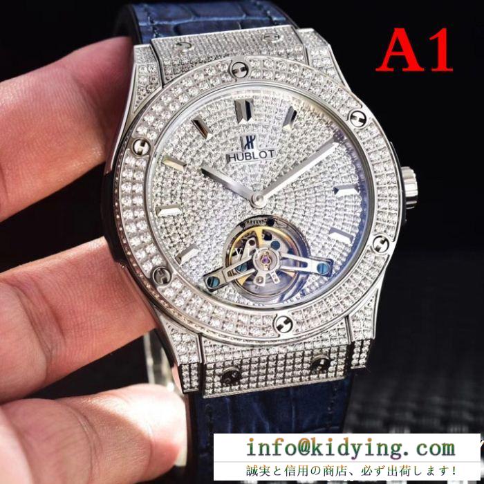数量限定大得価HUBLOTウブロ 腕時計 コピーハイブランドメンズウォッチ一番人気のカーフレザーバンドのダイヤモンド男性用腕時計 