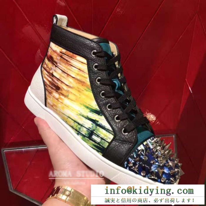 ヒットアイテムルブタンスーパーコピーコピーChristian louboutinハイカットメンズシューズスニーカー本革採用