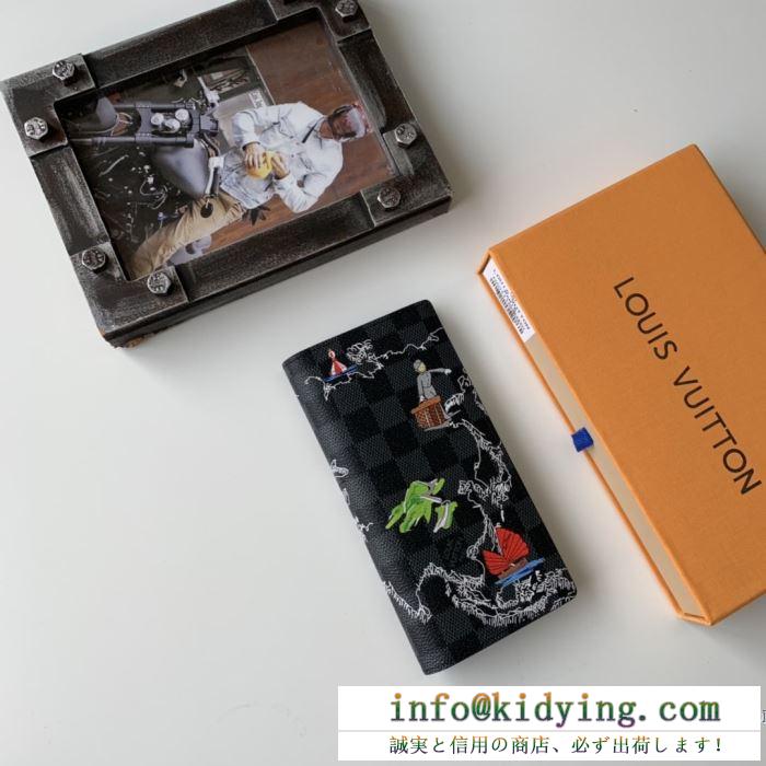 個性的でカジュアルなコーデに重宝 長財布 ルイヴィトン メンズ louis vuitton コピー ブラック プリント 通勤通学 完売必至 n40202
