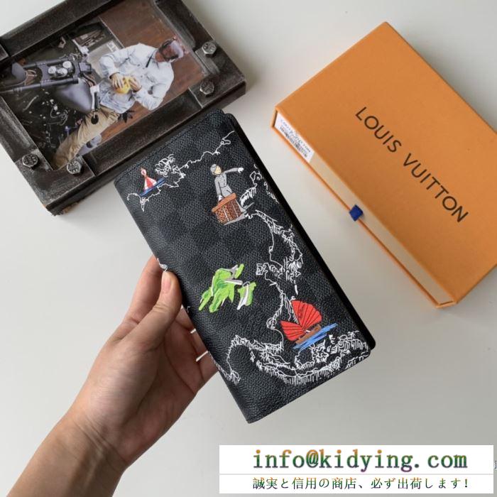 個性的でカジュアルなコーデに重宝 長財布 ルイヴィトン メンズ louis vuitton コピー ブラック プリント 通勤通学 完売必至 n40202