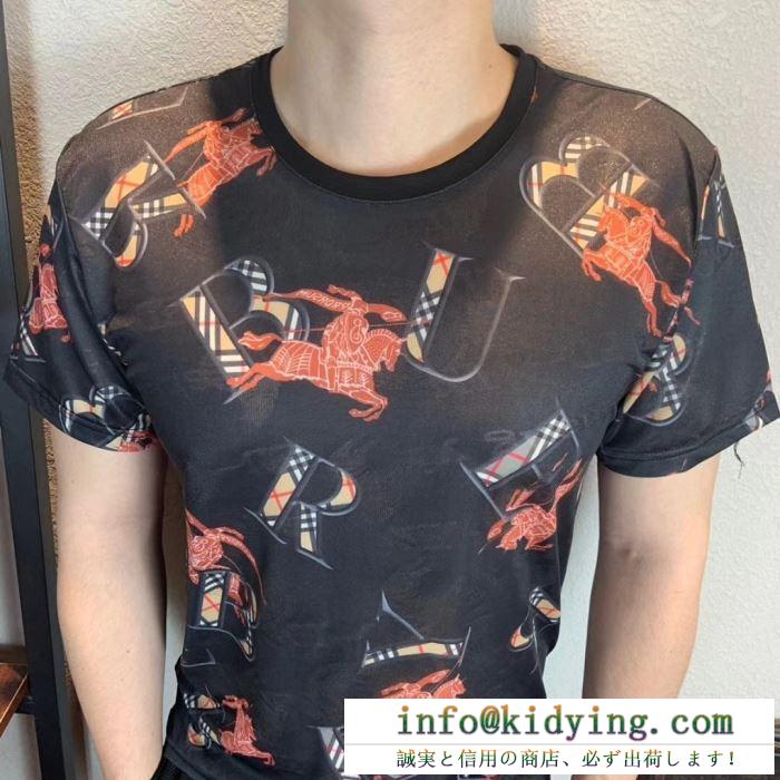 Burberry メンズ ｔシャツ トレンド感あるデザイン コピー バーバリー 通販 ブラック ホワイト カジュアル 品質保証