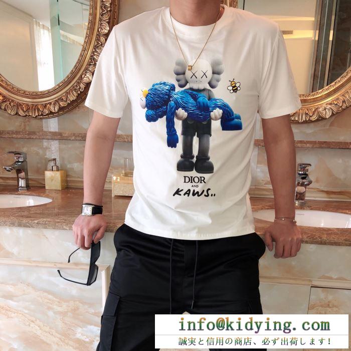 Dior メンズ ｔシャツ おしゃれに見せる限定品 2019人気 ディオール コピー コラボ ブラック ホワイト 日常 品質保証