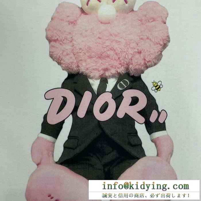 Dior ｔシャツ メンズ キッズライクな可愛さが魅力 ディオール コピー 安価 大人気 プリント 黒白２色 コラボ 品質保証