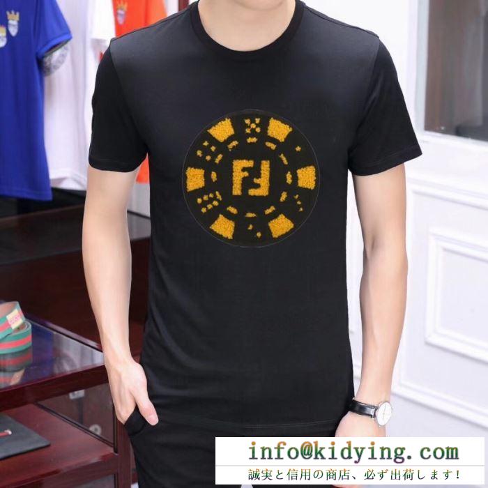 FENDI メンズ ｔシャツ カジュアル感たっぷりな着こなし フェンディ コピー 良質 ブラック ホワイト 2019人気 相性抜群 お買い得