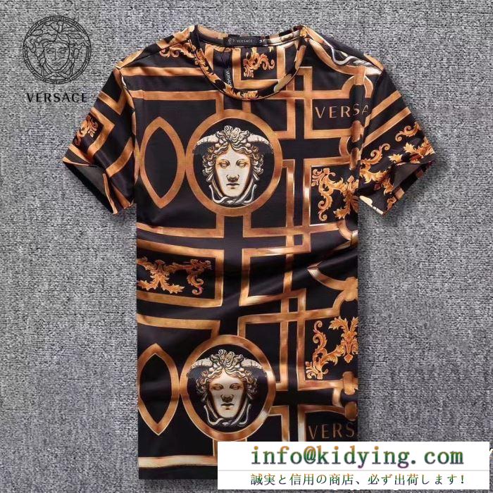 VIP 先行セール2019年夏 2色可選 半袖tシャツ versace ヴェルサーチ 今年コレクション新作登場！