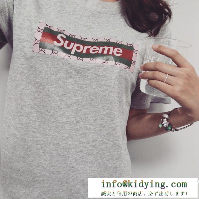 希少なアイテムSupremeシュプリーム tシャツ 偽物gucciグッチbox logoラウンドネック半袖