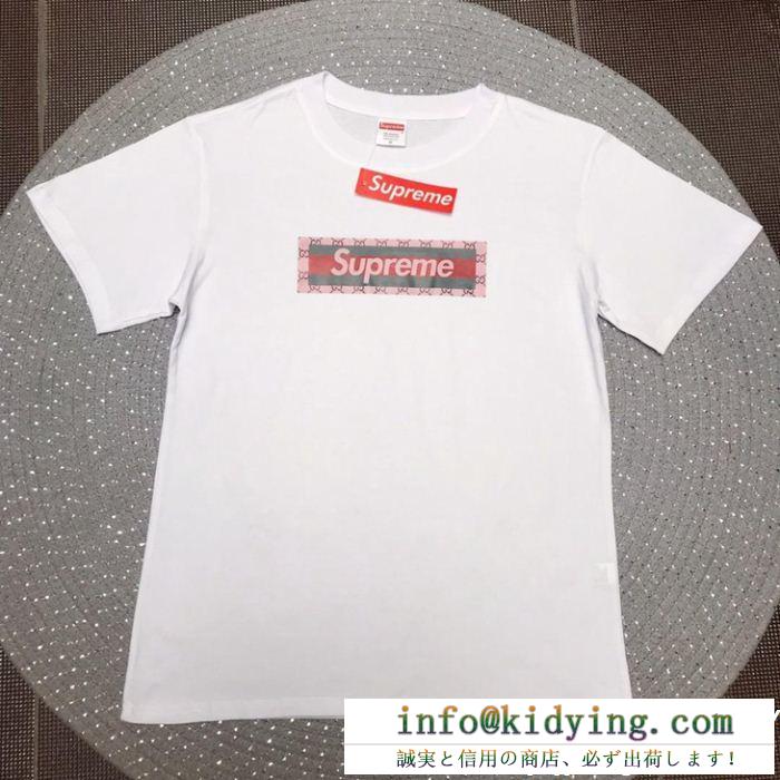 希少なアイテムSupremeシュプリーム tシャツ 偽物gucciグッチbox logoラウンドネック半袖