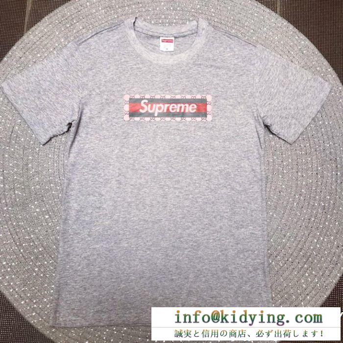 希少なアイテムSupremeシュプリーム tシャツ 偽物gucciグッチbox logoラウンドネック半袖