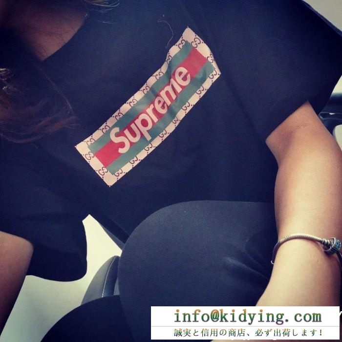 希少なアイテムSupremeシュプリーム tシャツ 偽物gucciグッチbox logoラウンドネック半袖