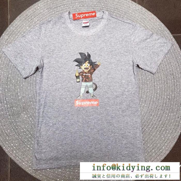 Supreme人気No.1シュプリーム tシャツ 偽物 通販ドラゴンボールコラボ孫悟空プリント半袖ボックスロゴ 