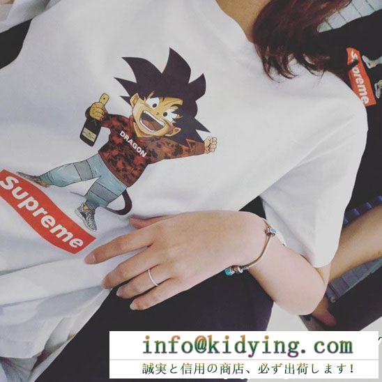 Supreme人気No.1シュプリーム tシャツ 偽物 通販ドラゴンボールコラボ孫悟空プリント半袖ボックスロゴ 