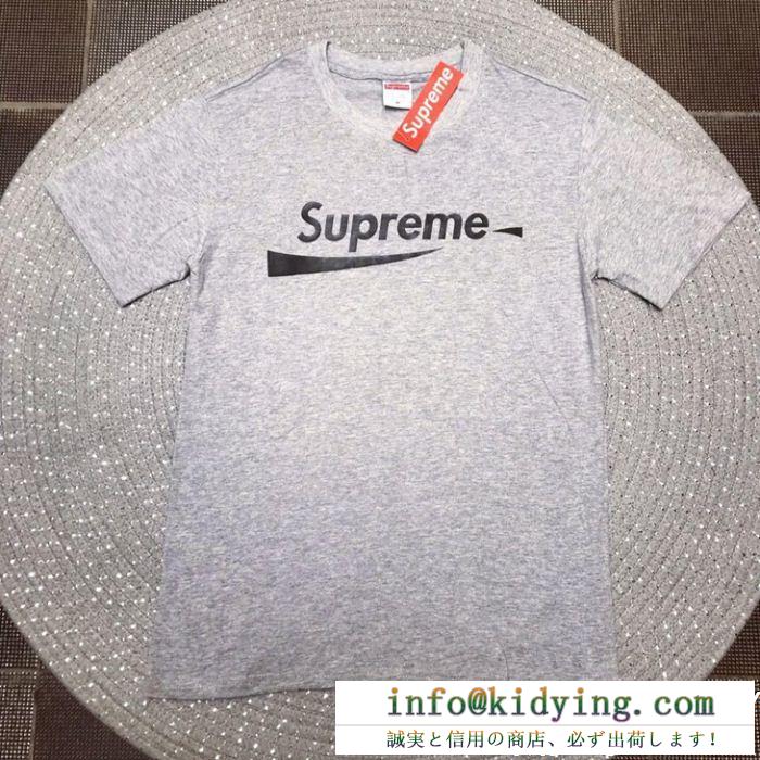 快適な着心地シュプリーム tシャツ 偽物supremeブランドロゴプリントラウンドネック半袖ベーシック