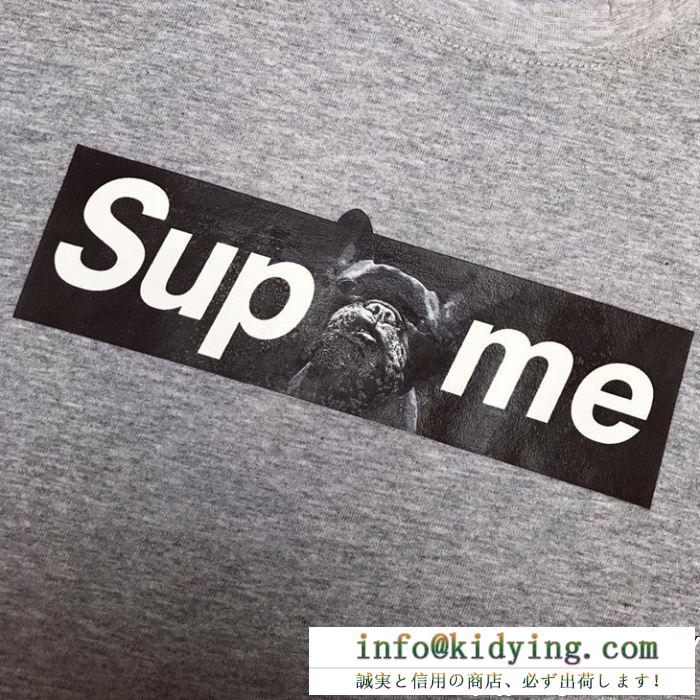 SUPREMEシュプリーム tシャツ コピー可愛い子犬のプリントボックスロゴ春夏カジュアル半袖