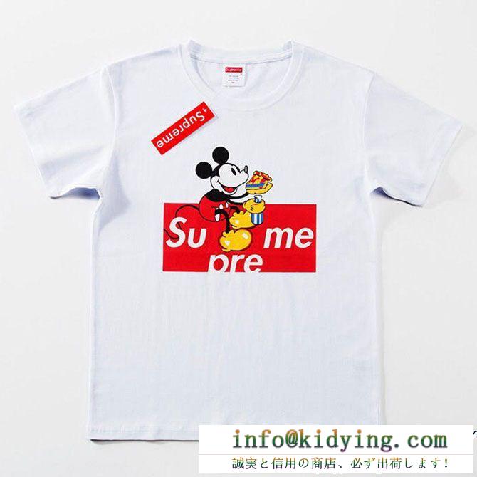 supreme × mickeyシュプリーム tシャツ コピーディズニーコラボ存在感たっぷりなミッキープリントメンズ半袖