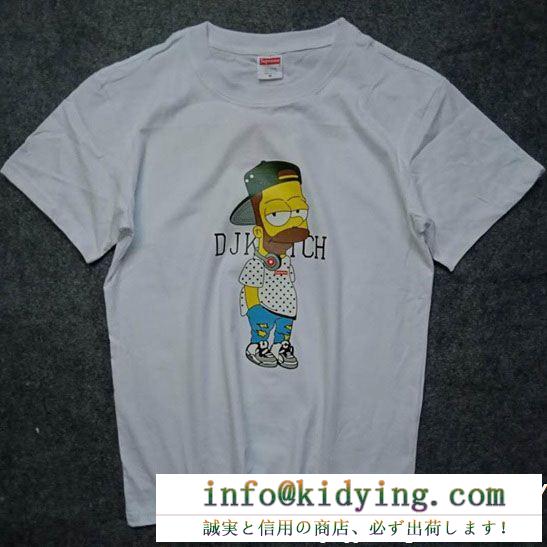 人気が高いSUPREMEシュプリーム tシャツ 偽物the simpsonsメンズプリント半袖ストリートウェア