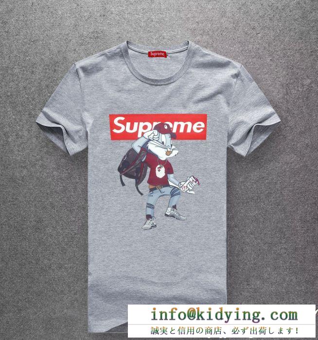 シュプリーム tシャツ 偽物 通販supremeクルーネックプリントメンズショートスリーブ綿100％素材半袖