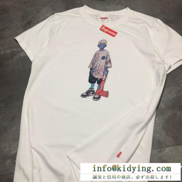 supremeシュプリーム tシャツ 偽物 新作ロングセラー商品綿100%のクルーネックロゴメンズ半袖プリント