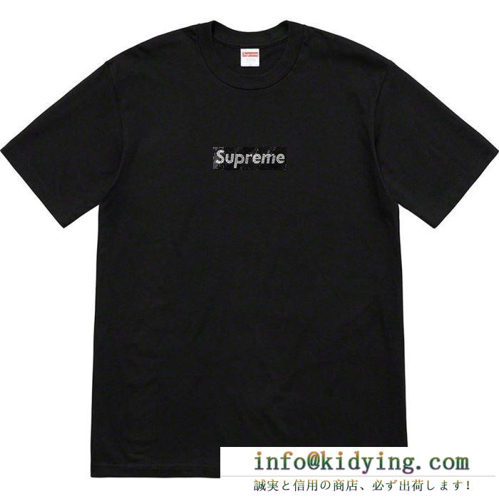 ファッション感が急上昇！ supreme swarovski box logo tee tシャツ/半袖 3色可選 夏らしい季節感