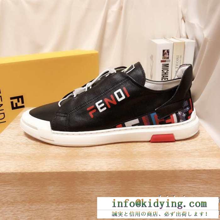 スニーカー メンズ fendi 今年も圧倒的な人気がある限定品 フェンディ コピー ブラック ストリート ロゴいり おしゃれ 安い