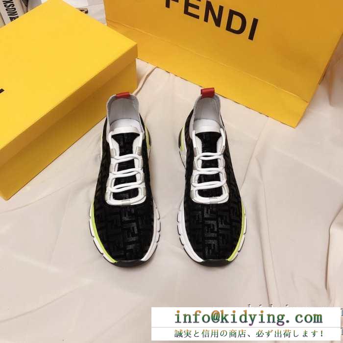 フェンディ スニーカー 新作 きちんと感あるデザインで大人気 fendi メンズ コピー ブラック ズッカ ロゴ おしゃれ 最低価格