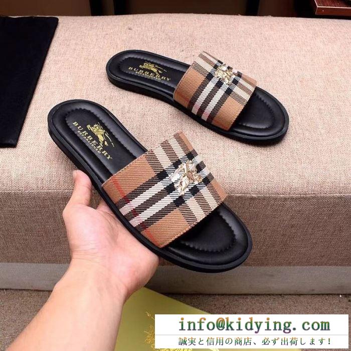 バーバリー burberry メンズ サンダル 一番入手困難限定アイテム vintage check and leather slides コピー 品質保証
