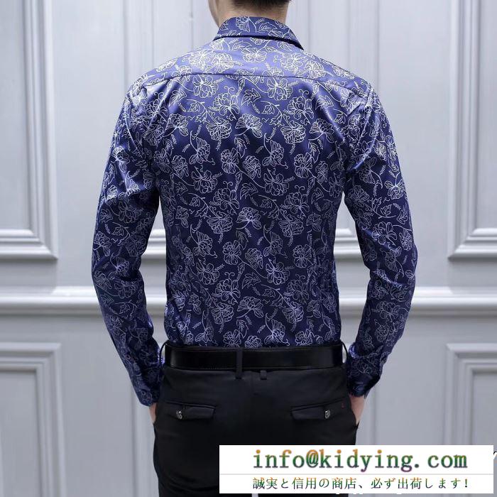 華やかな印象ドルチェ&ガッバーナ 偽物dolce&gabbana総柄ボタンダウン長袖メンズシャツスタイリッシュなパターン