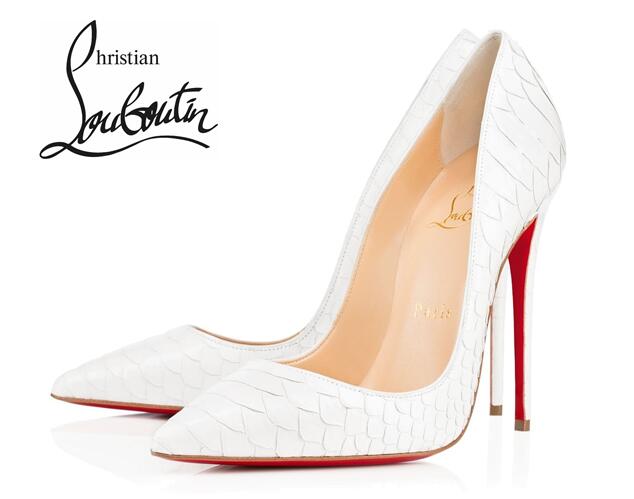 美脚効果がある春夏新作したChristian louboutin クリスチャンルブタンのレデイースに着るホワイトのストラップパンプス.