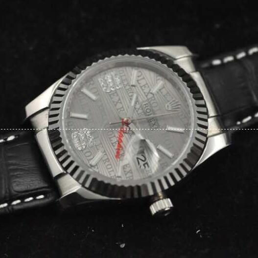 生活防水のロレックス、 rolexの品質保証の高級感がある黒い革ベルトのメンズ腕時計.