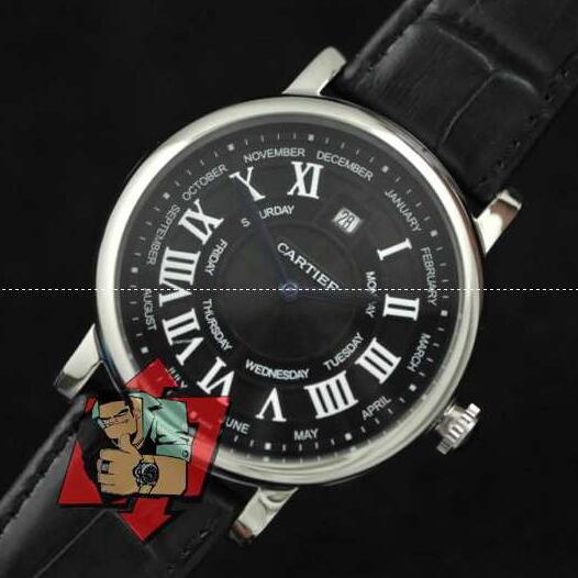 軽くて精確なカルティエ、Cartierの超激得安くて黒い男女兼用腕時計.