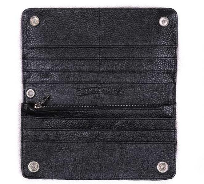 クロス十字架ロゴが付くクロム ハーツ 財布 コピー chrome hearts 1ジップ クロスボタン二つ折り財布 セメタリーパッチ ブラックヘビーレザー セール中メンズ レディースロングウォレット.