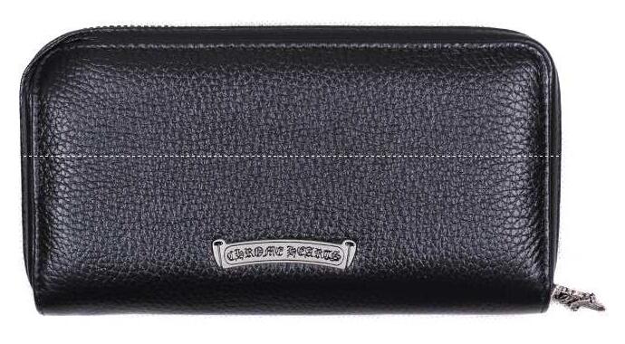 2017年夏大販売新品のChrome hearts クロムハーツ 長財布 メンズ rec f zip f ジップ ブラッククロス 十字架 レディース メンズヘビーレザー ロングウォレット.
