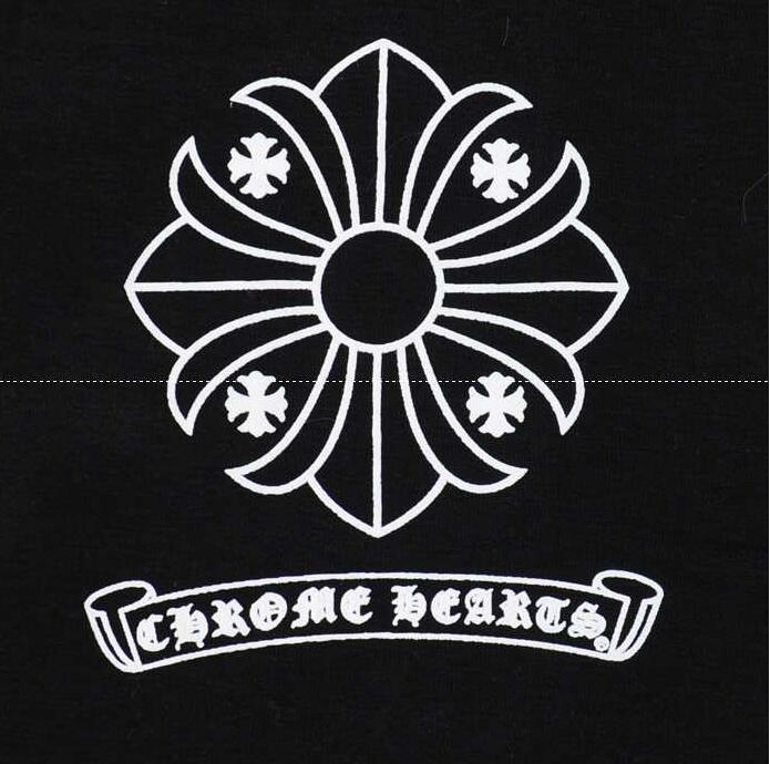 春夏季新作のメンズ半袖Tシャツ カットソー フレア プリント ブラック クロムハーツ chrome hearts.